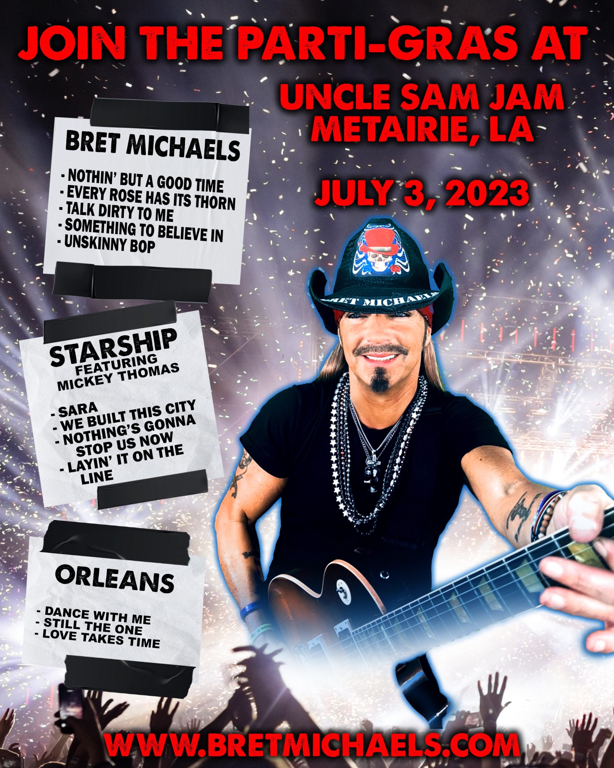 Countdown > Bret Michaels Headlines Uncle Sam Jam Metairie, Louisiana